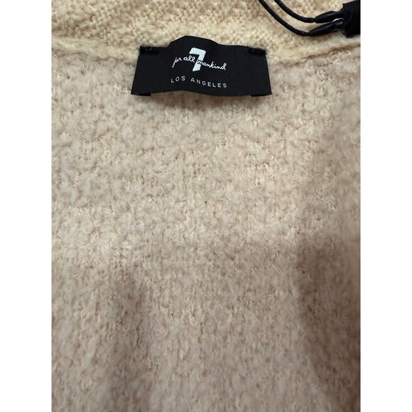 7 For All Mankind Boucle Wool Cardigan Sweater Beige Textured Knit NWT Medium - Picture 11 of 14
